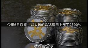 今年6月以来,以太坊的GAS费用上涨了2300% 今年6月以来,以太坊的GAS费用上涨了2300%