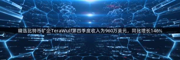 精选比特币矿企TeraWulf第四季度收入为960万美元，同比增长146%