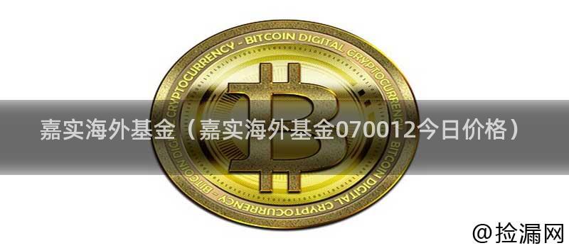 嘉实海外基金（嘉实海外基金070012今日价格）插图