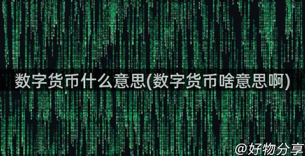 数字货币什么意思(数字货币啥意思啊)