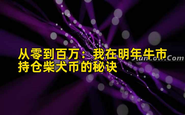 从零到百万：我在明年牛市持仓柴犬币的秘诀