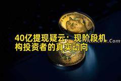 40亿提现疑云：现阶段机构投资者的真实动向