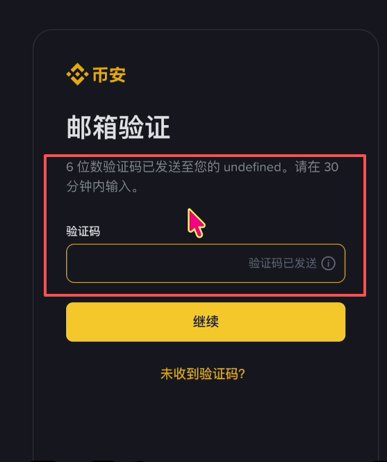 币安输入验证码